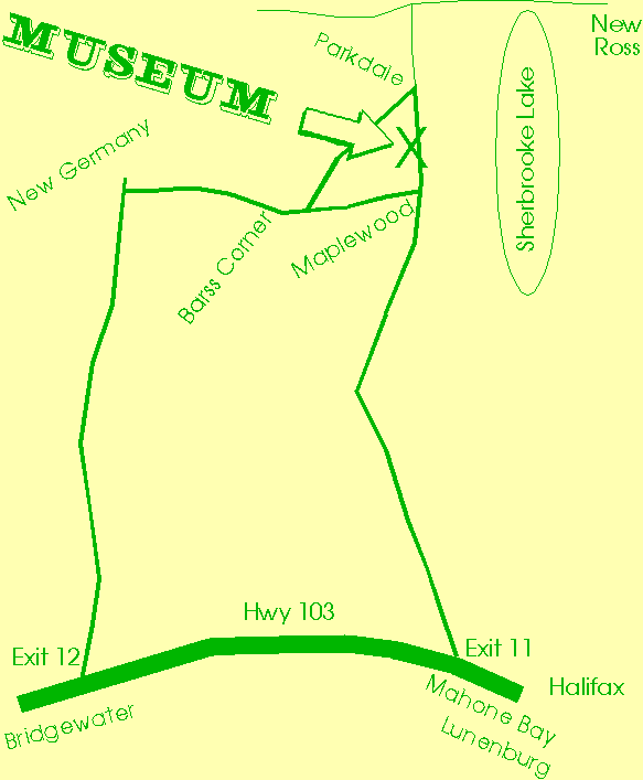 Area map showing roads to Parkdale-Maplewood Community Museum